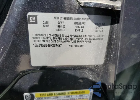 2009 Saturn Aura Xr from USA, damaged, VIN 1G8ZV57B49F207427